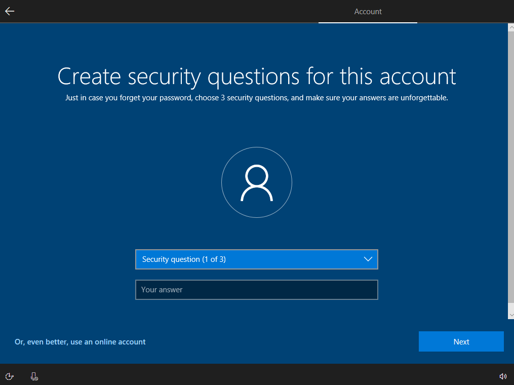 windows 10 security question
