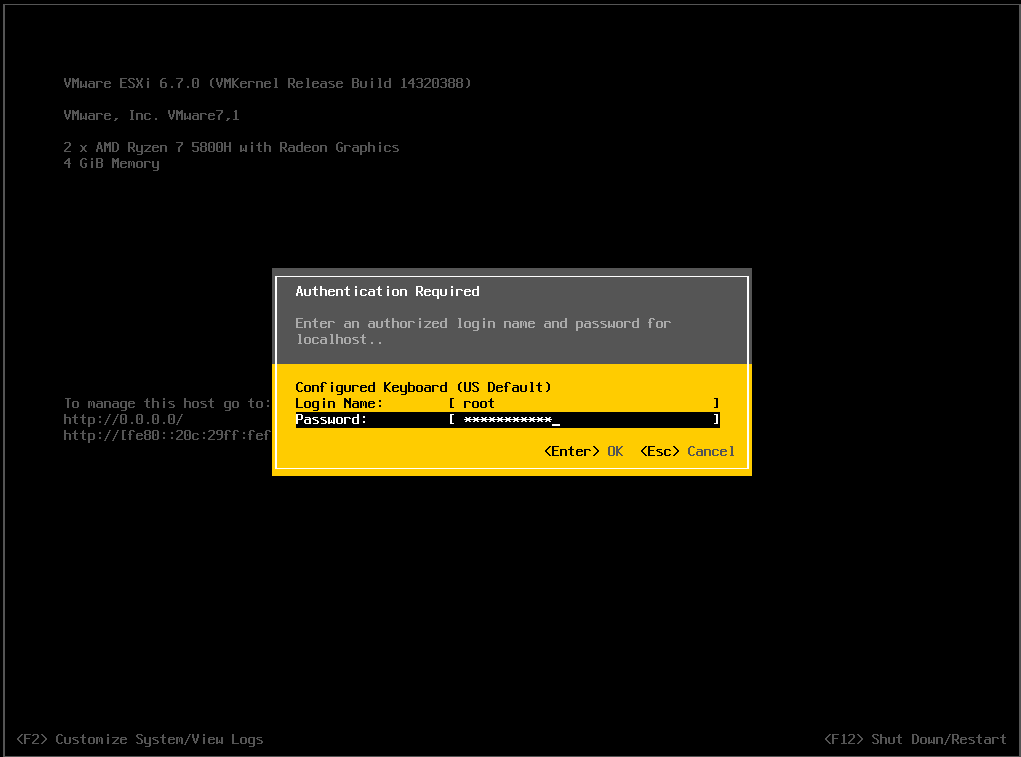 Host root login