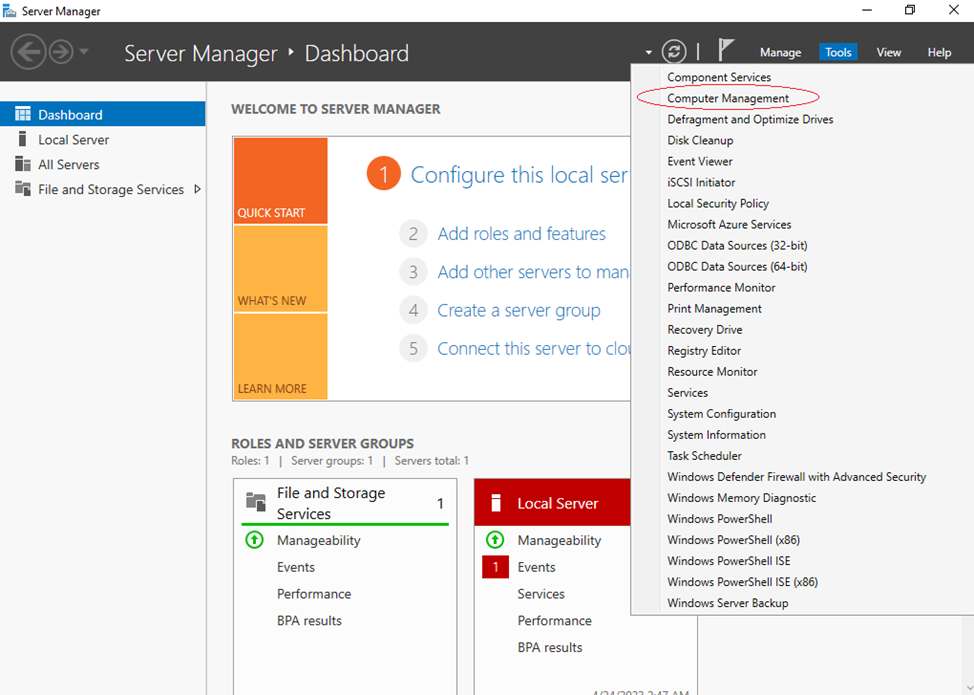 windows server manager