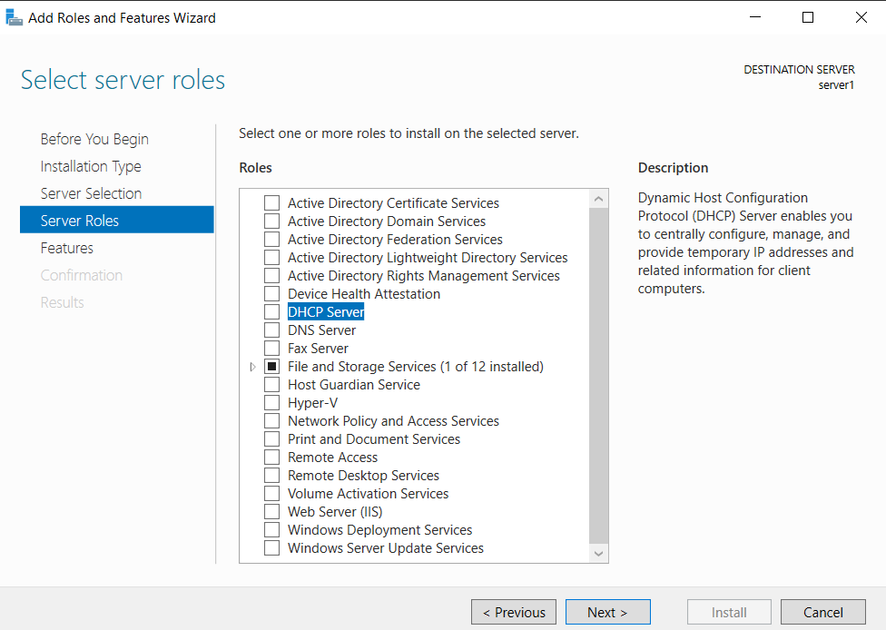 add DHCP server role