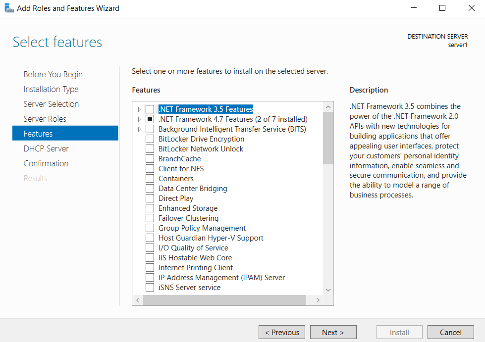 .net for dhcp server