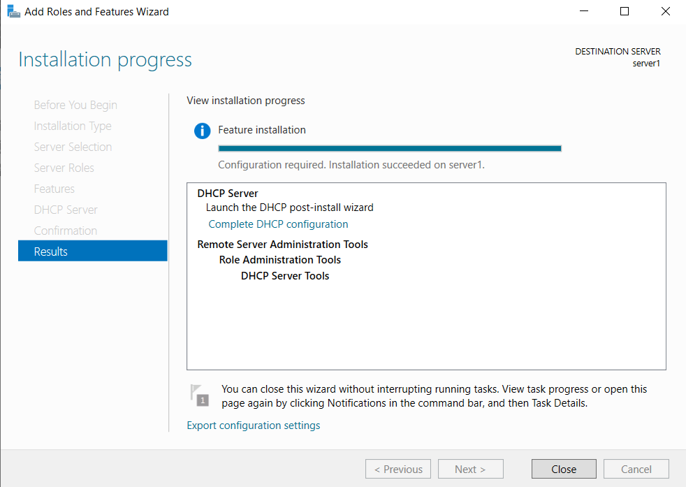 configure dhcp server scope