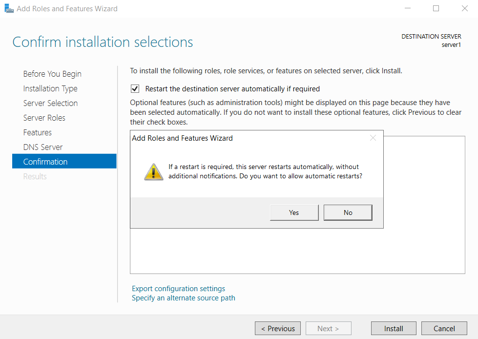 Confirm DNS service installation