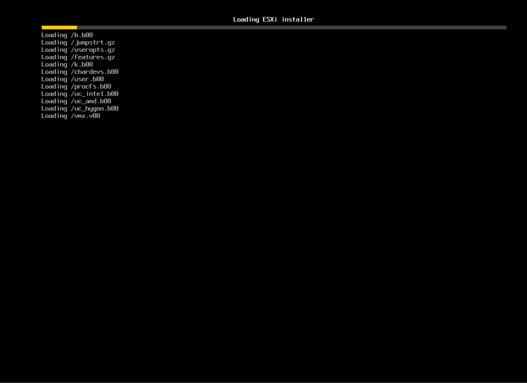 ESXi setup loading