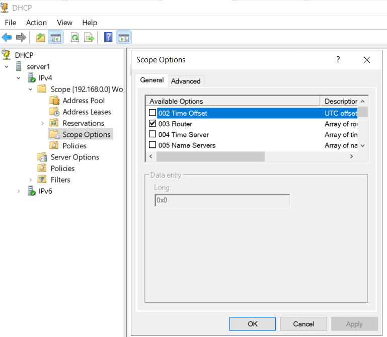 dhcp scope options