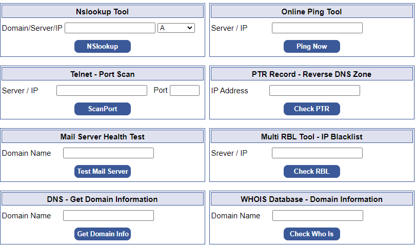 online web based nslookup