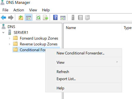 new conditional forwarder